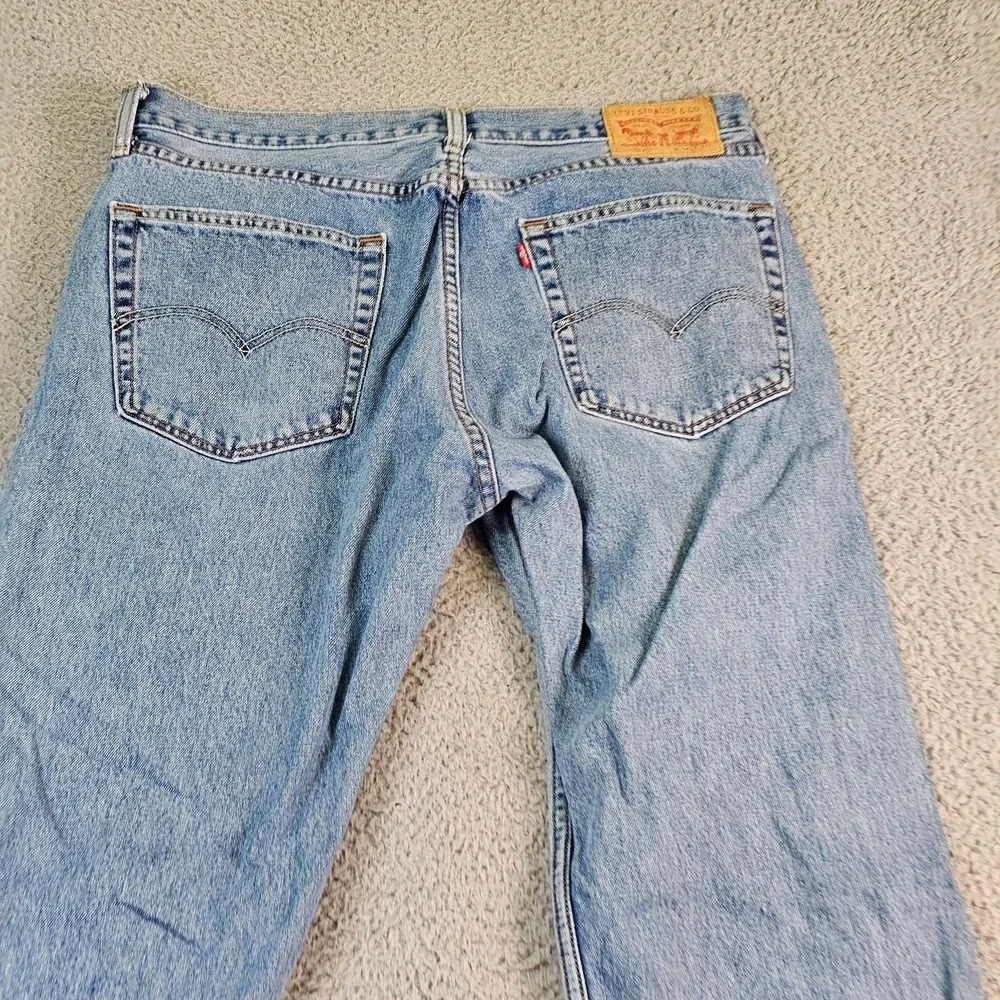 Levis‎ 505 Jeans Mens 32x30 Light Blue Regular Fit Straight Leg Denim Zip Fly